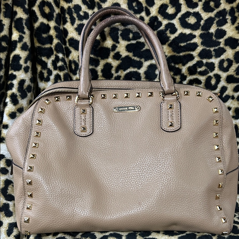 Michael Kors Taupe Studded Satchel